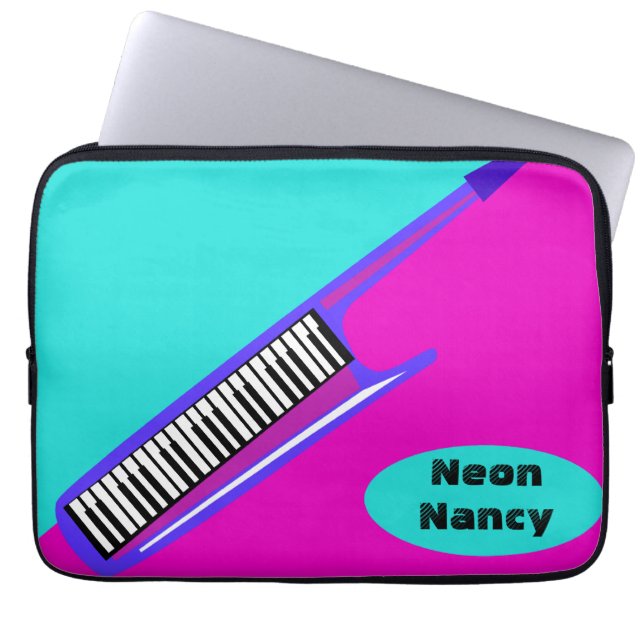 Totally Neon 80's Keytar Laptop Sleeve (Front)
