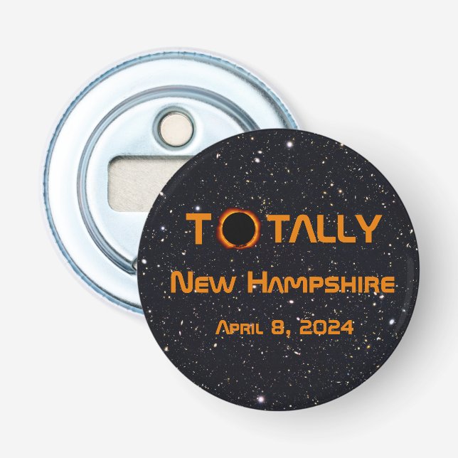 Totally New Hampshire 2024 Solar Eclipse  Bottle Opener (Front)