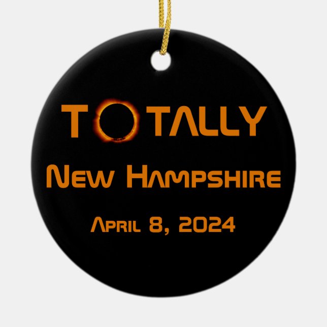Totally New Hampshire 2024 Solar Eclipse  Ceramic Tree Decoration (Front)