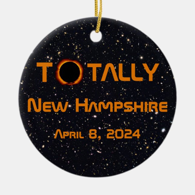 Totally New Hampshire 2024 Solar Eclipse  Ceramic Tree Decoration (Front)