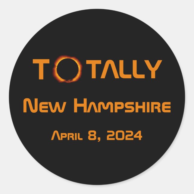 Totally New Hampshire 2024 Solar Eclipse  Classic Round Sticker (Front)