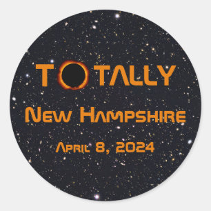 Totally New Hampshire 2024 Solar Eclipse Classic Round Sticker