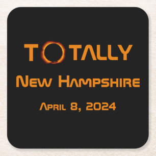 Totally New Hampshire 2024 Solar Eclipse  Square Paper Coaster
