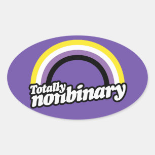 Totally Nonbinary Oval Sticker