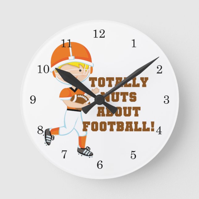 Totally Nuts About Football Round Clock (Front)