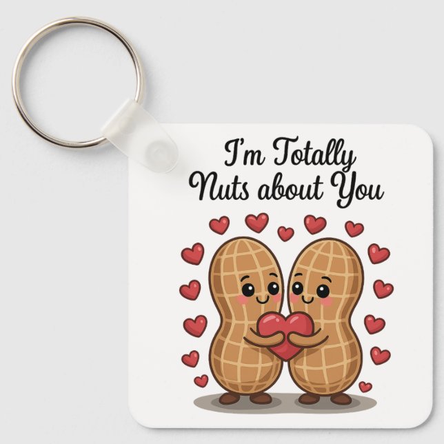 Totally Nuts About You – Cute Peanut Love Sticker Key Ring (Front)