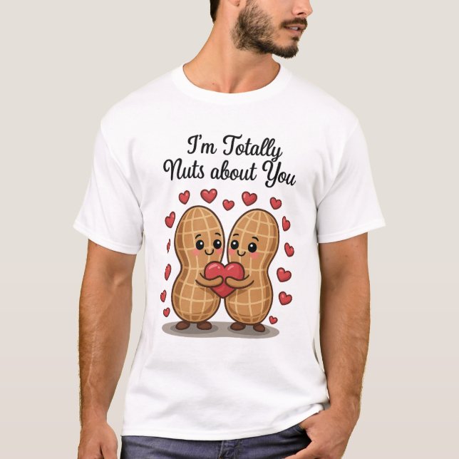 Totally Nuts About You – Cute Peanut Love Sticker T-Shirt (Front)