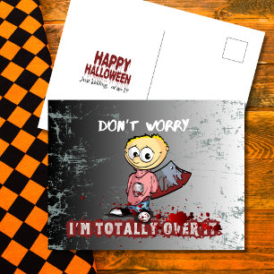 Totally Over It Bloody Axe Halloween Holiday Postcard
