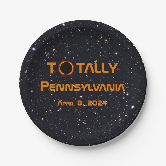 Totally Pennsylvania 2024 Solar Eclipse  Paper Plate (Front)