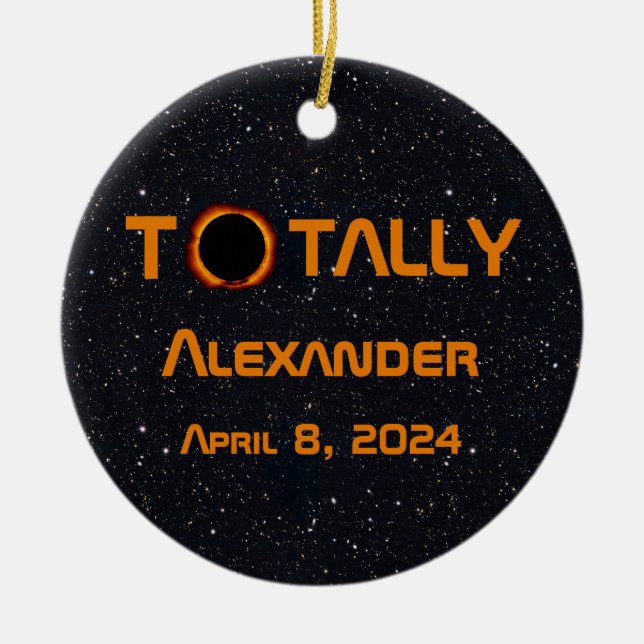 Totally Personal 2024 Solar Eclipse  Ceramic Tree Decoration (Front)