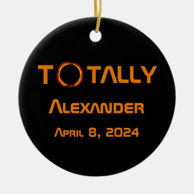 Totally Personal 2024 Solar Eclipse  Ceramic Tree Decoration (Front)