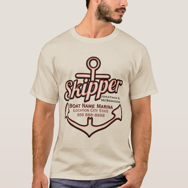 Totally Personalised Skipper Anchor Nautical Tee (Front)