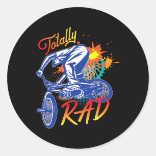 Totally Rad 80s BMX Bike Boys girls Classic Round Sticker