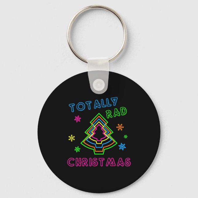 Totally Rad Christmas - 80s Retro Christmas  Key Ring (Front)