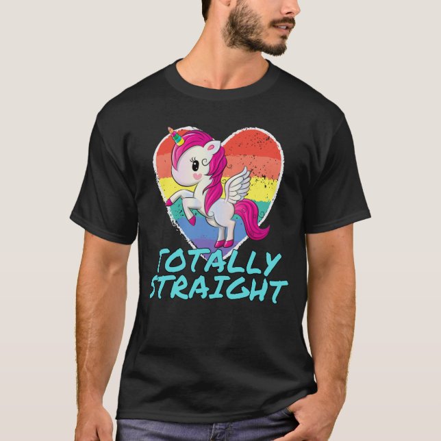 Totally Straight Unicorn Shirt - Funny Design (Front)