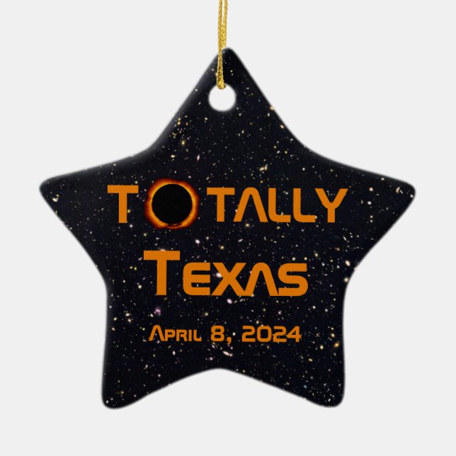 Totally Texas 2024 Solar Eclipse Ceramic Tree Decoration (Front)