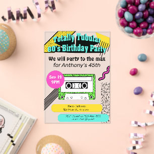 Totally Tubular 80's Birthday Party Acrylic Invitations