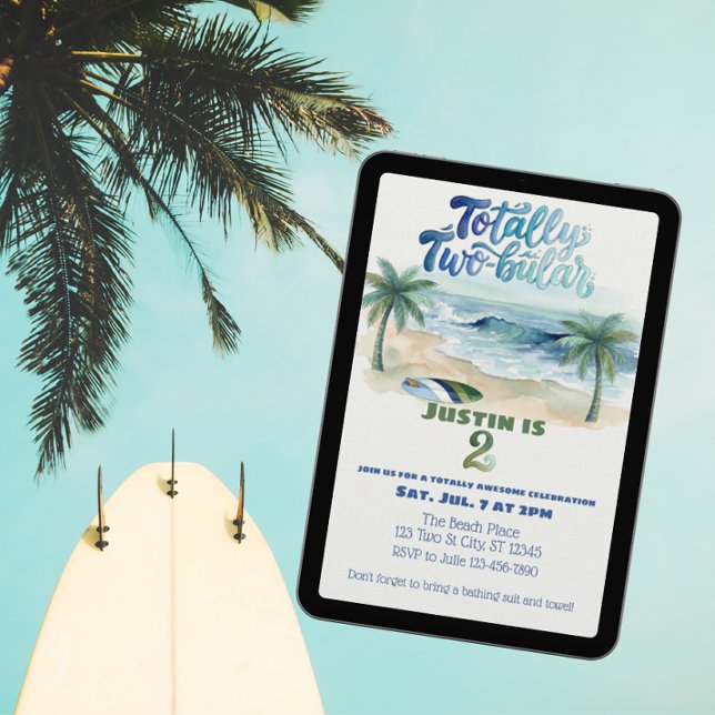 Totally Two-buillar, Surf 2nd Birthday Invitation (Creator Uploaded)
