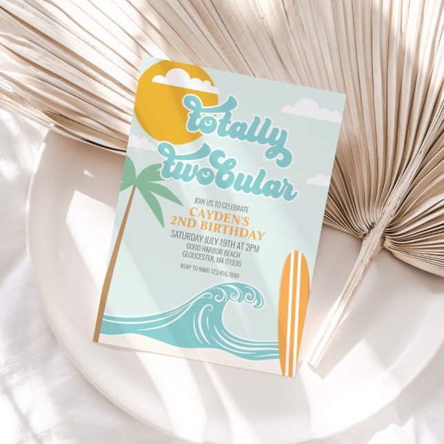 Totally Two-tublar Beach Surf Beach 2nd Birthday Invitation (Creator Uploaded)