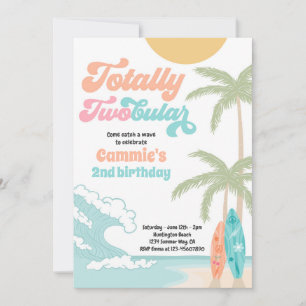 Totally Twobular Surfboard Beach 2nd Birthday Invitation