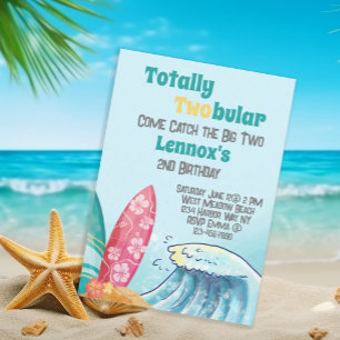 Totally Twobular Two Cool Surf 2nd Birthday Invitation