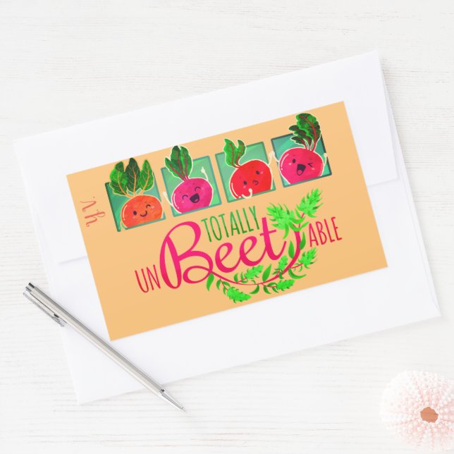 Totally Unbeetable | Motivational Quote Pun Rectangular Sticker (Envelope)