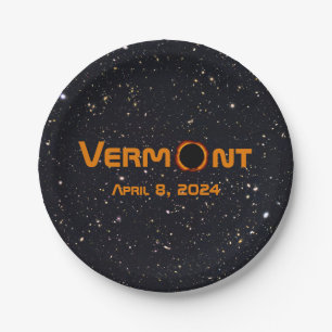 Totally Vermont 2024 Solar Eclipse Paper Plate