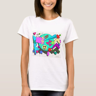 Totally Wild Cartoon 90s Flashback Comic Pattern T-Shirt