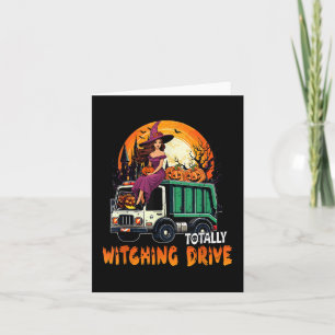 Totally Witching Drive Cute Witch On Garbage Truck Card