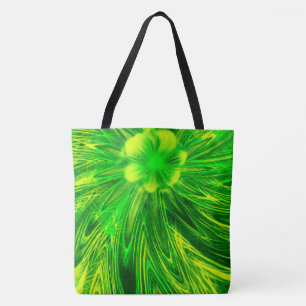 Tote Abstract Lines Green Flower Bag