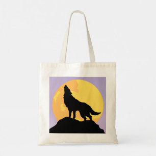 Tote Bag a wolf howling at the moon.