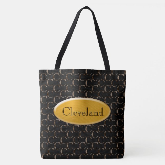 Tote Bag (ao) - Gold Nameplate and Initial (Front)