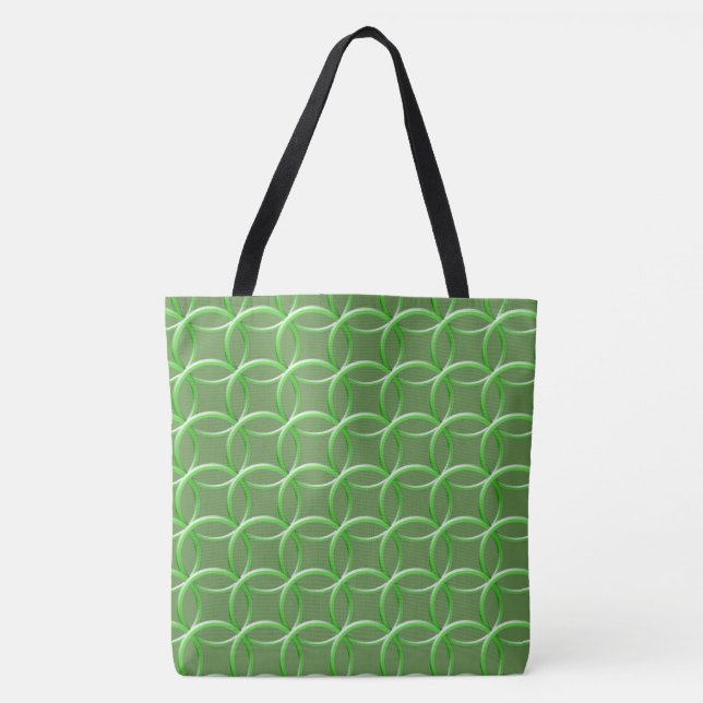 Tote Bag (ao) - Green Rings Kaleidoscope (Front)