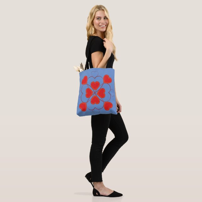 Tote Bag (ao) - Red Heart Flower (On Model)