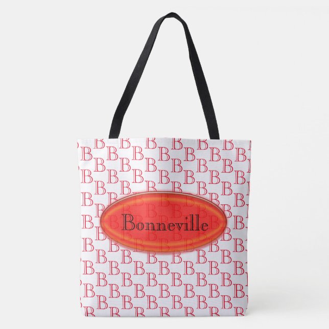 Tote Bag (ao) - Red Nameplate and Initial (Front)