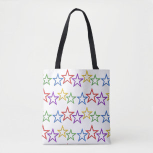 Tote Bag (ao) - Rows of Coloured Stars