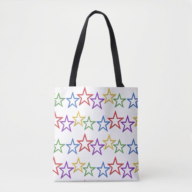 Tote Bag (ao) - Rows of Coloured Stars (Front)
