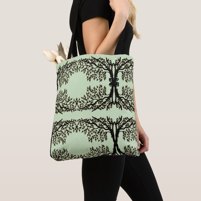 Tote Bag (ao) - Weeping Branches with Initial (Close Up)