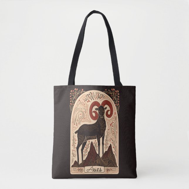 Tote Bag Aries Celestial Zodiac Art (Front)