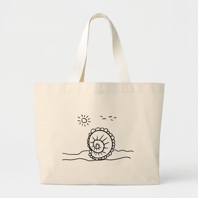 Tote Bag, At the Beach, Seashell and Sunshine (Front)