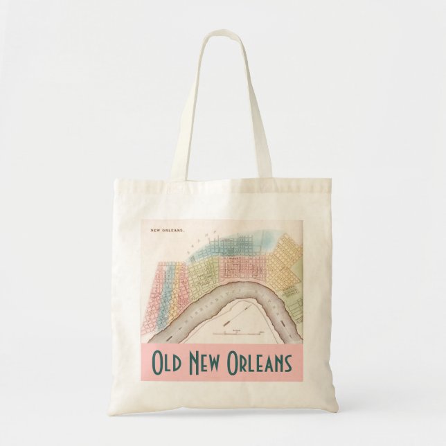 Tote Bag Bags Old New Orleans City Streets LA Map (Front)