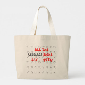 tote bag beige all signs vote graphic