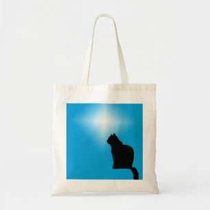 Tote Bag - Black Cat Silhouette and Star