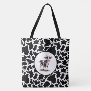 Tote Bag Black & White Cow Spotted Print