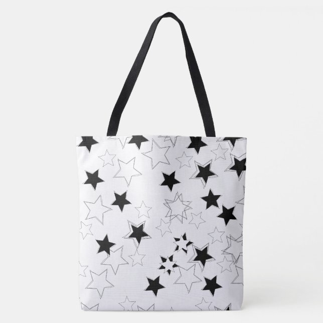 Tote Bag Black & White Stars  (Front)