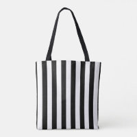 Tote Bag, Black & White Stripe Vertical