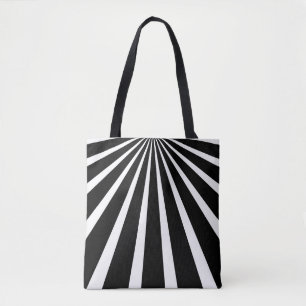 Tote Bag Black White Sunburst Ray Modern Bold