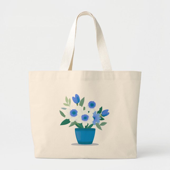 Tote Bag-Blue Flower Design (Front)