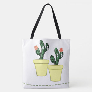 Tote Bag Cactus Yellow Pots Floral