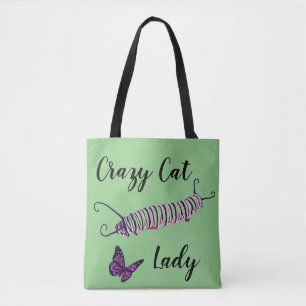 Tote Bag Cat Lady Green Background